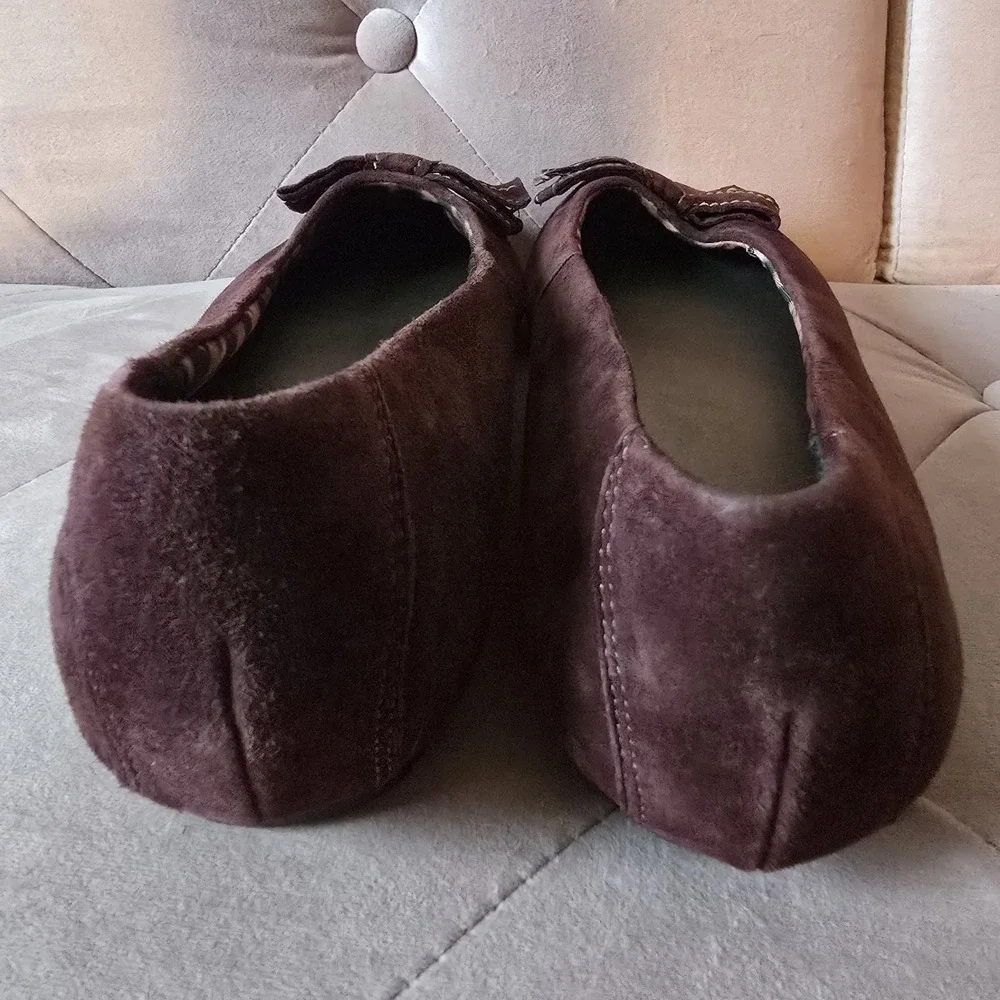 Clarks Shoes Womens 9.5‎ M Maroon Leather Bendables Flats Slip On Ribbon.